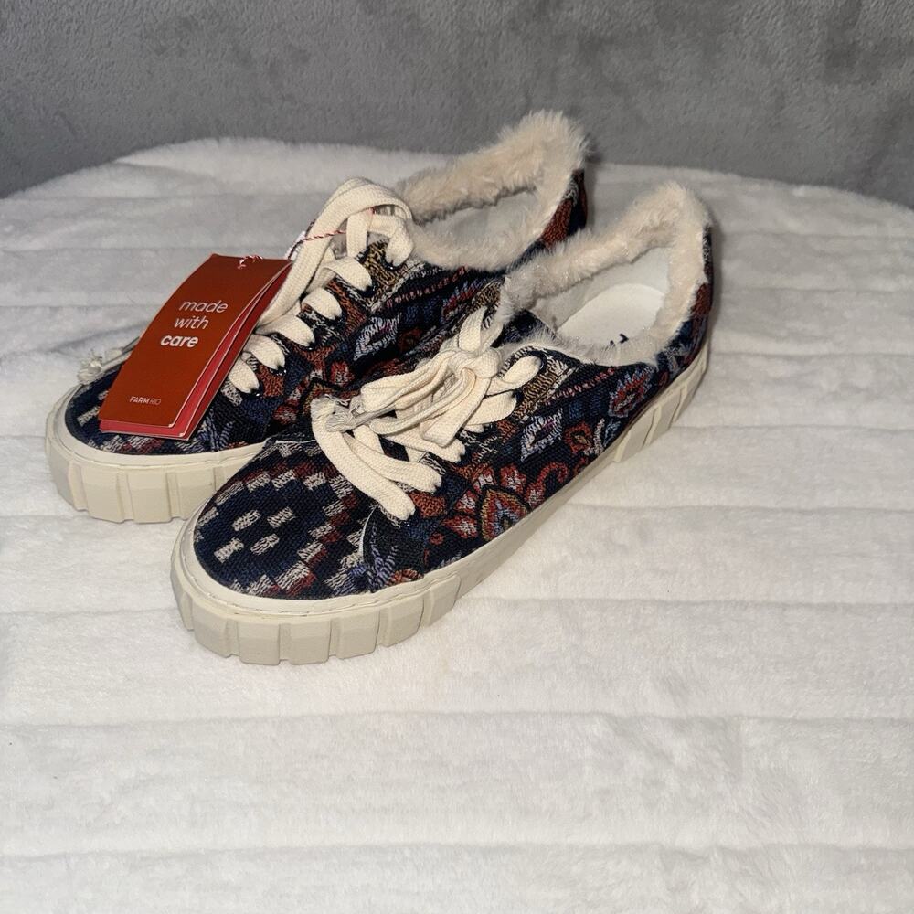 Farm Rio Blue Ainika Tapestry Platform Sneaker Size 9.5 Boho Western NWT